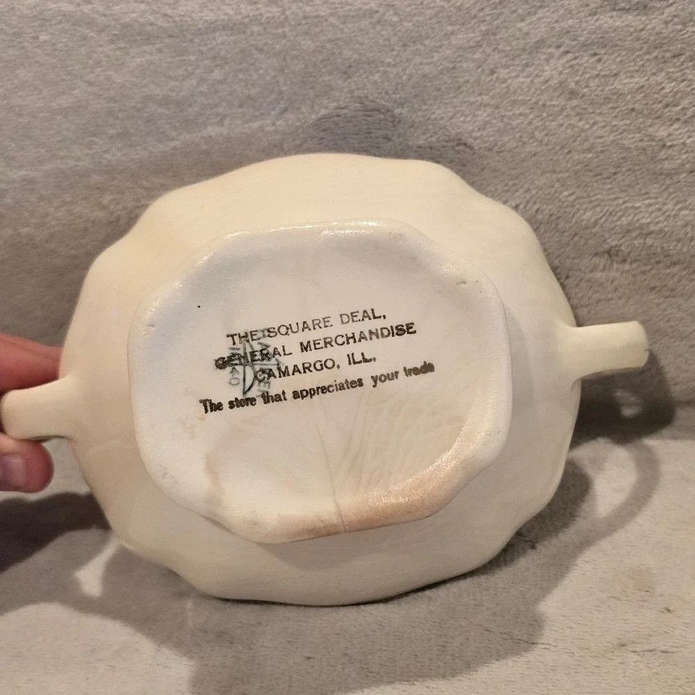 Vintage Harker Pottery Pansy Creamer and Sugar Set with Underplate Camargo IL